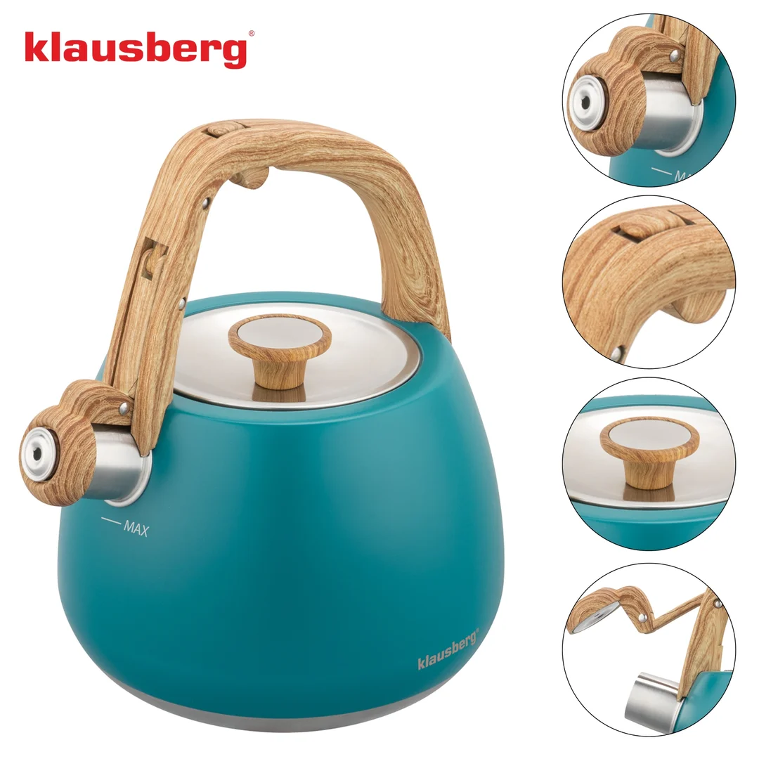 Czajnik z gwizdkiem, tradycyjny, 2,5L, turkusowy kolor, Klausberg, KB-9040 — zdjęcie 8
