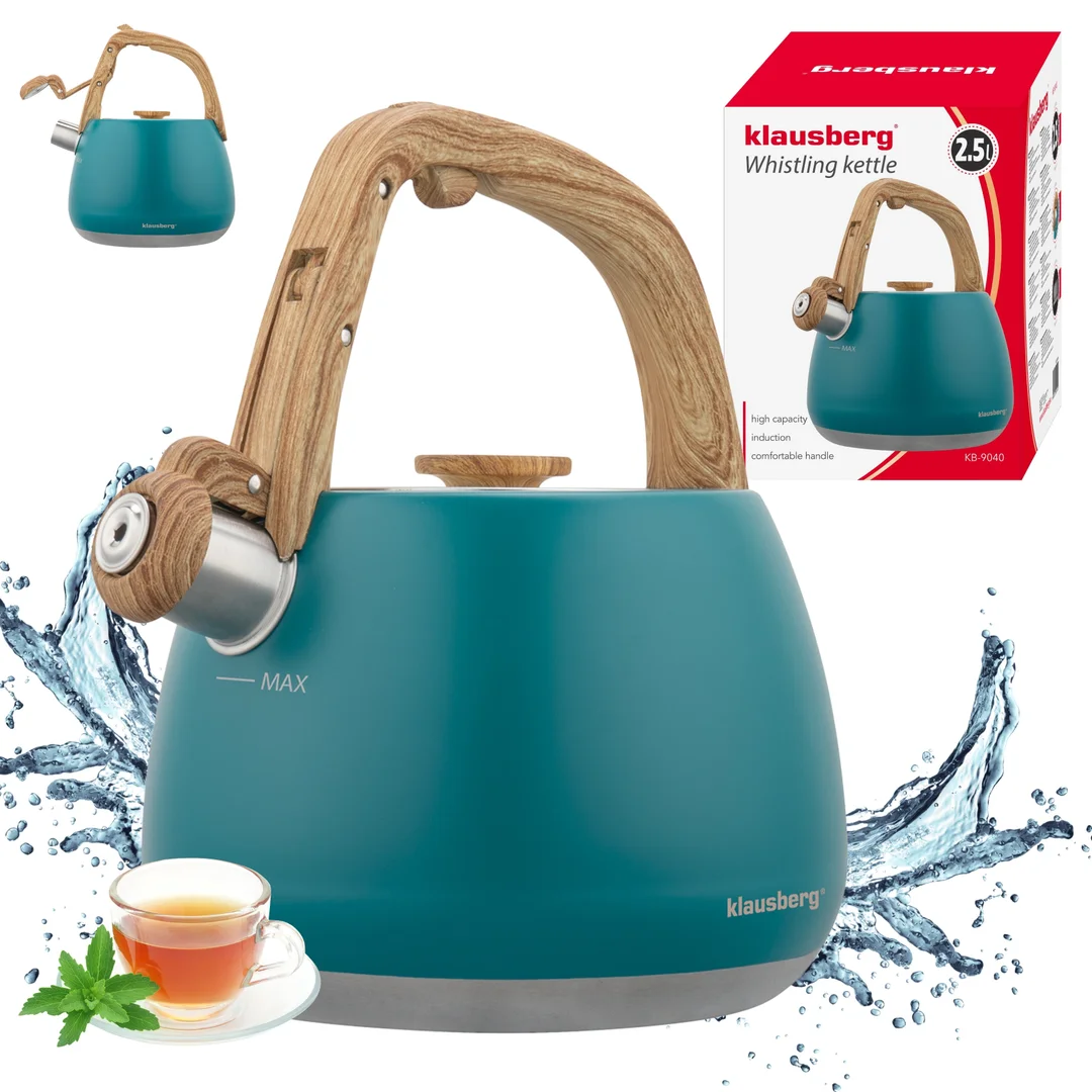 Czajnik z gwizdkiem, tradycyjny, 2,5L, turkusowy kolor, Klausberg, KB-9040 — zdjęcie 11