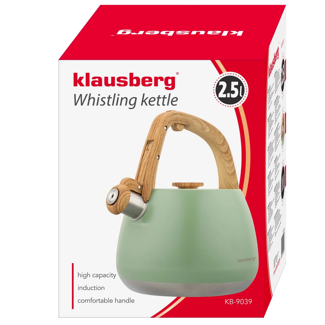 Czajnik z gwizdkiem, tradycyjny, 2,5L, zielony kolor, Klausberg, KB-9039 — zdjęcie 7