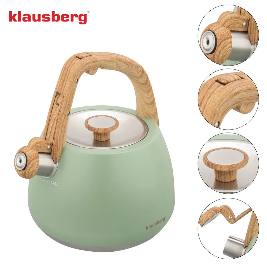 Czajnik z gwizdkiem, tradycyjny, 2,5L, zielony kolor, Klausberg, KB-9039 — zdjęcie 8