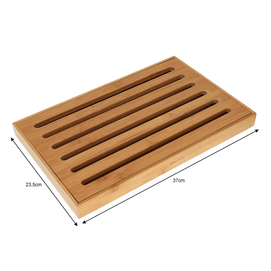 Deska do krojenia z tacą, bambus 37x23,5x3cm Kinghoff — zdjęcie 3