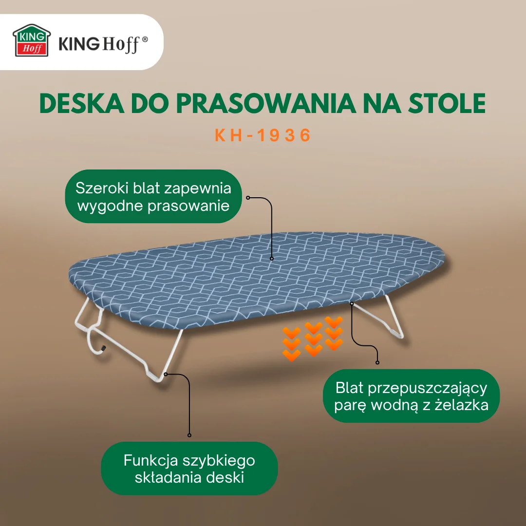 Deska do prasowania stołowa, niebieski, KINGHOFF, KH-1936 — zdjęcie 6