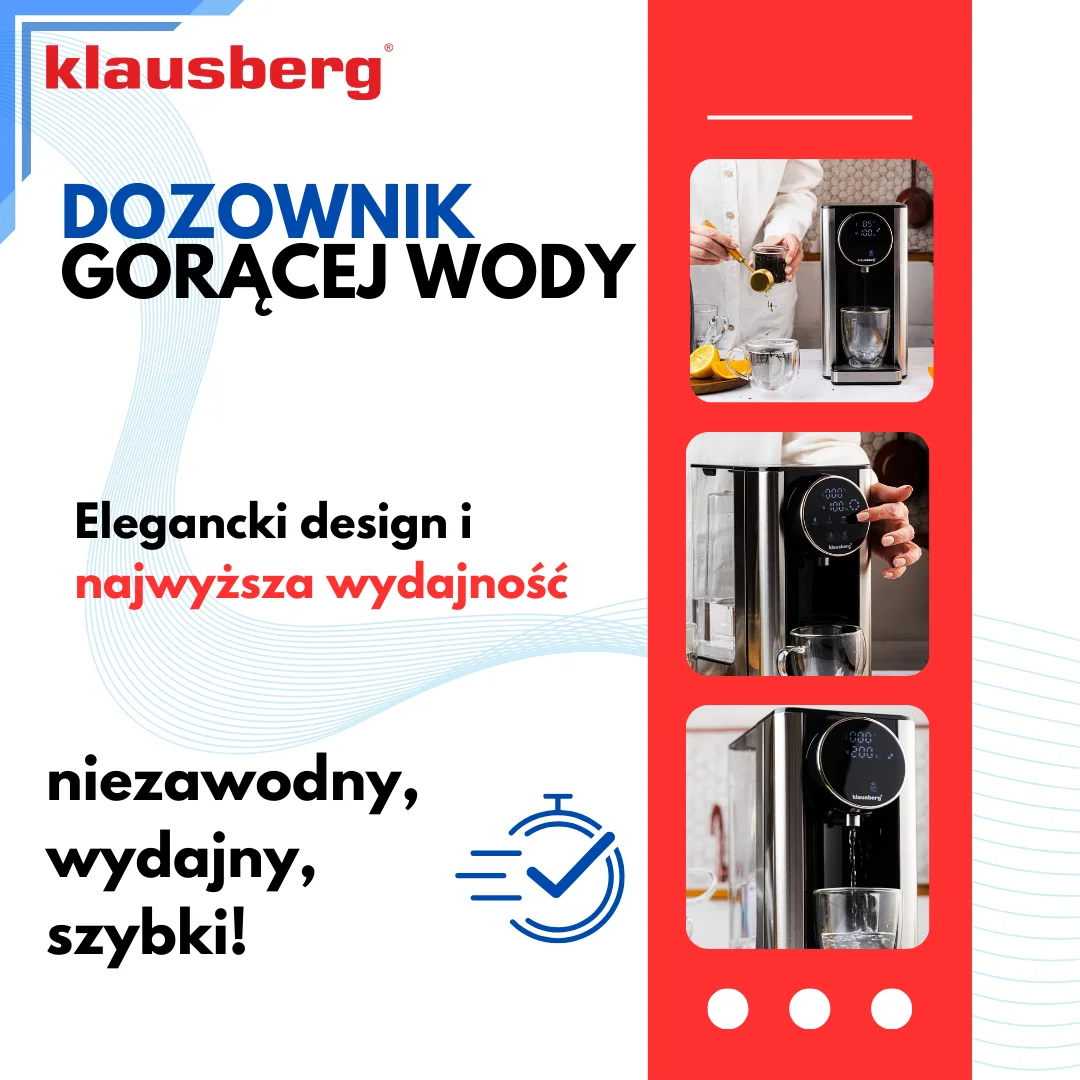 Dozownik gorącej wody, dyspenser, dotykowy panel LED, regulacja temperatury i objętości, 2,7l, Klausberg, KB-7880 — zdjęcie 3