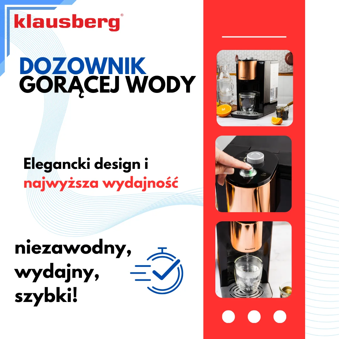 Dozownik gorącej wody, dyspenser, regulacja temperatury 45-100°C, czarny z różowym złotem, 2,2L, Klausberg, KB-7879 — zdjęcie 4
