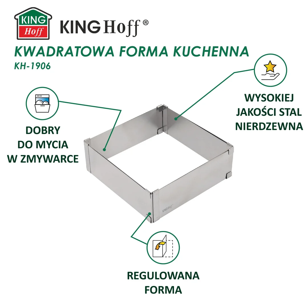 Forma do ciasta, prostokątna, regulowana, stalowa, KH-1906 — zdjęcie 3