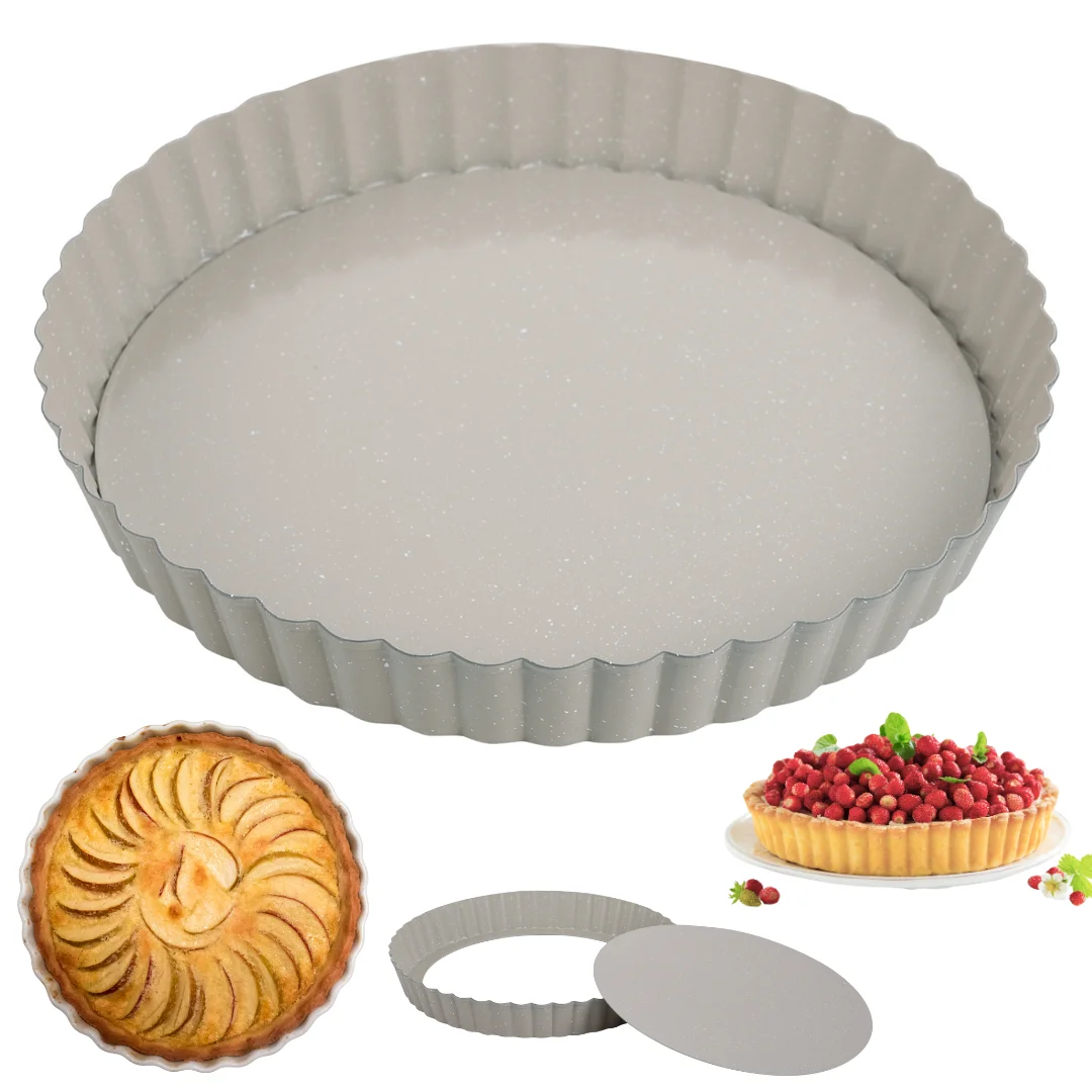 Forma do tarty z wyjmowanym dnem Ø25 cm, stal węglowa, marmurkowa powłoka non-stick, beżowa, KINGHoff, KH-1969 — zdjęcie 5