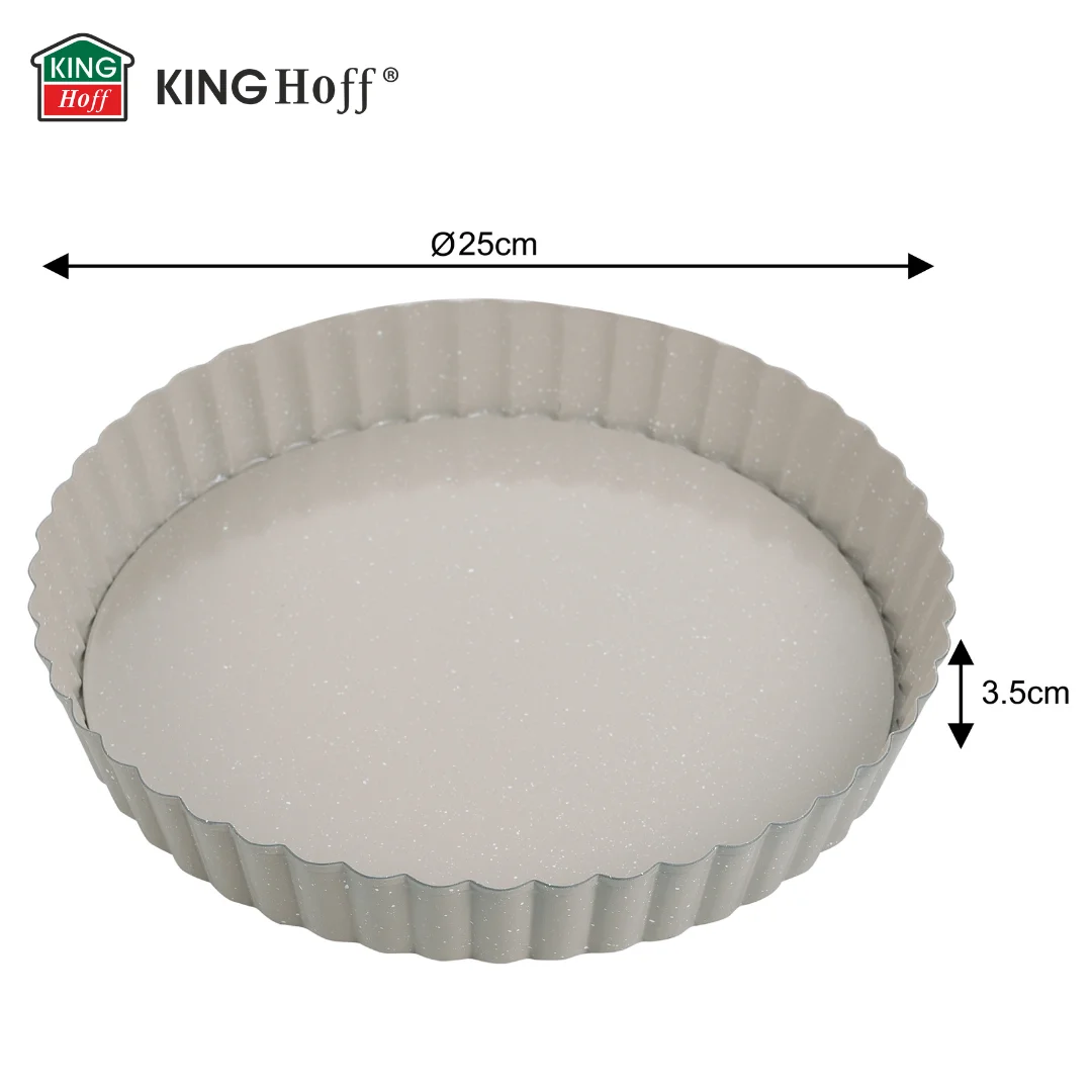 Forma do tarty z wyjmowanym dnem Ø25 cm, stal węglowa, marmurkowa powłoka non-stick, beżowa, KINGHoff, KH-1969 — zdjęcie 6