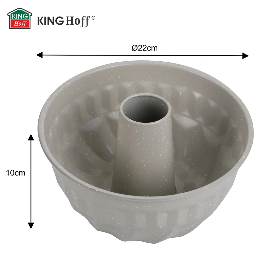 Forma, metalowa, okrągła z dziurką, z powłoką nieprzywieralną, beżowa, średnica 22 cm — zdjęcie 5
