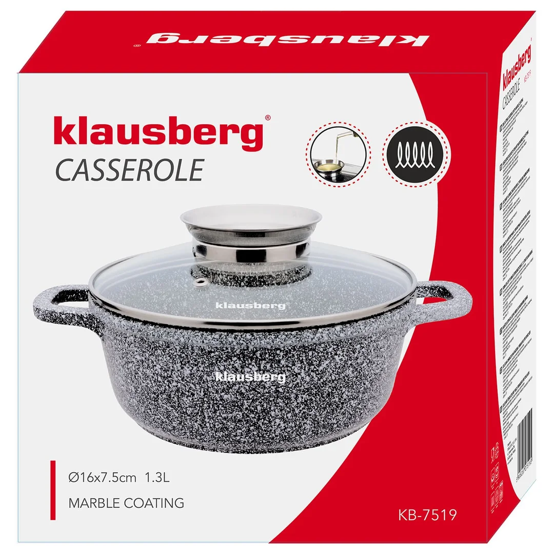 Garnek aluminium, szary marmurek Ø16cm 1,3l Klausberg — zdjęcie 6