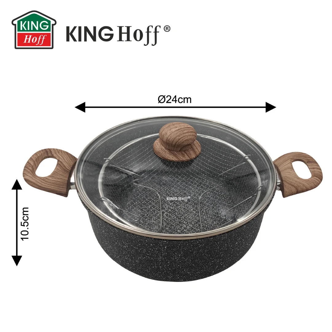 Garnek do frytek 24 cm / 4 L z koszykiem i pokrywką, KINGHoff KH-1985 — zdjęcie 7