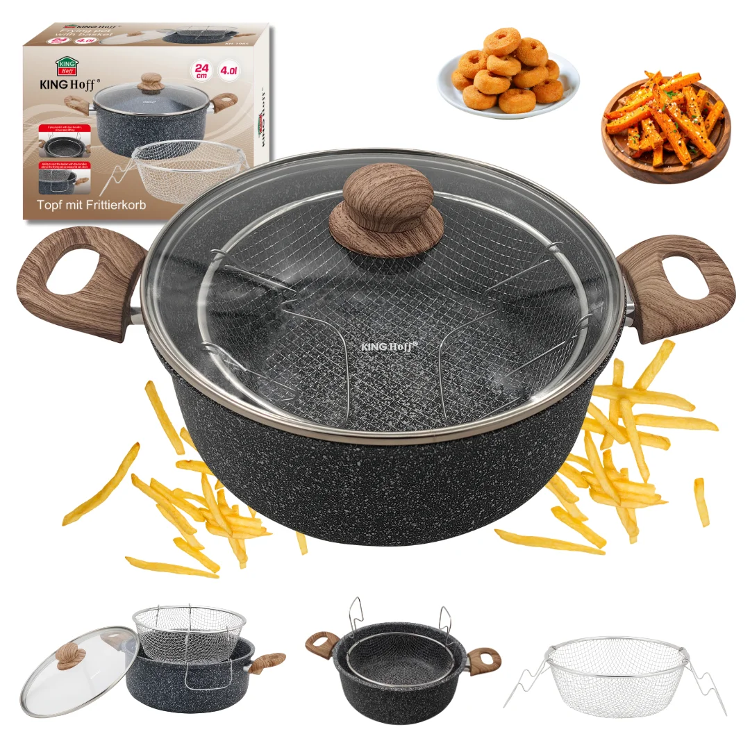 Garnek do frytek 24 cm / 4 L z koszykiem i pokrywką, KINGHoff KH-1985 — zdjęcie 8