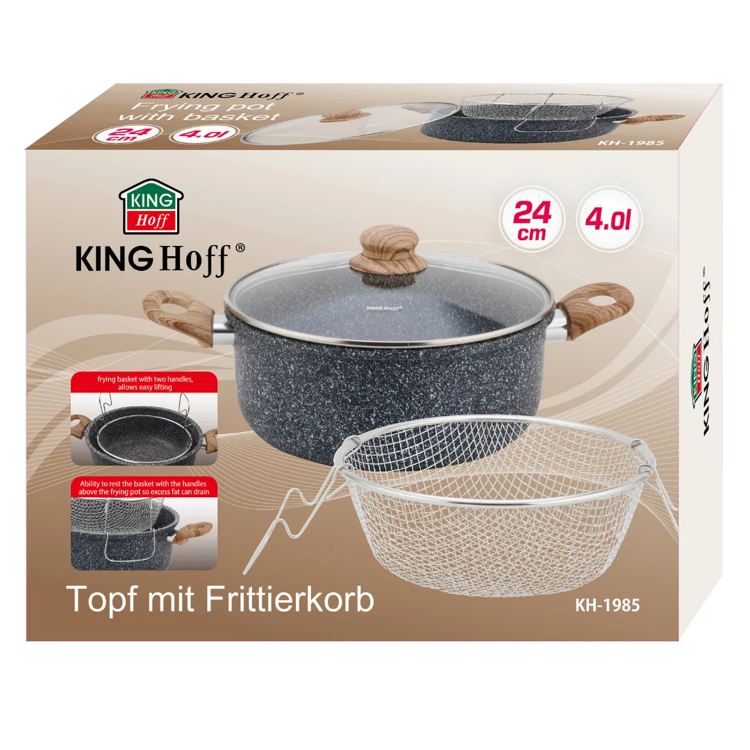 Garnek do frytek 24 cm / 4 L z koszykiem i pokrywką, KINGHoff KH-1985 — zdjęcie 9
