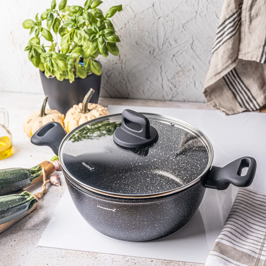 Garnek, kolor czarny-marmurek, Ø24cm, 3,79L Klausberg — zdjęcie 3