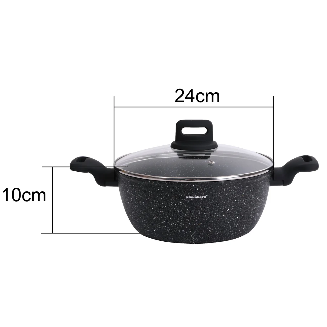 Garnek, kolor czarny-marmurek, Ø24cm, 3,79L Klausberg — zdjęcie 7