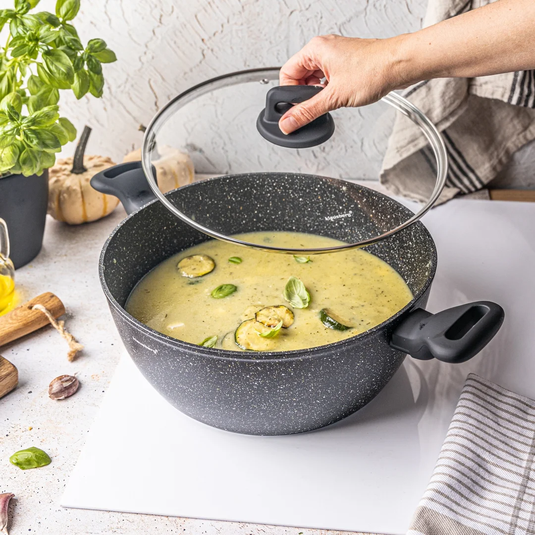 Garnek, kolor czarny-marmurek, Ø28cm, 5,71L Klausberg — zdjęcie 2