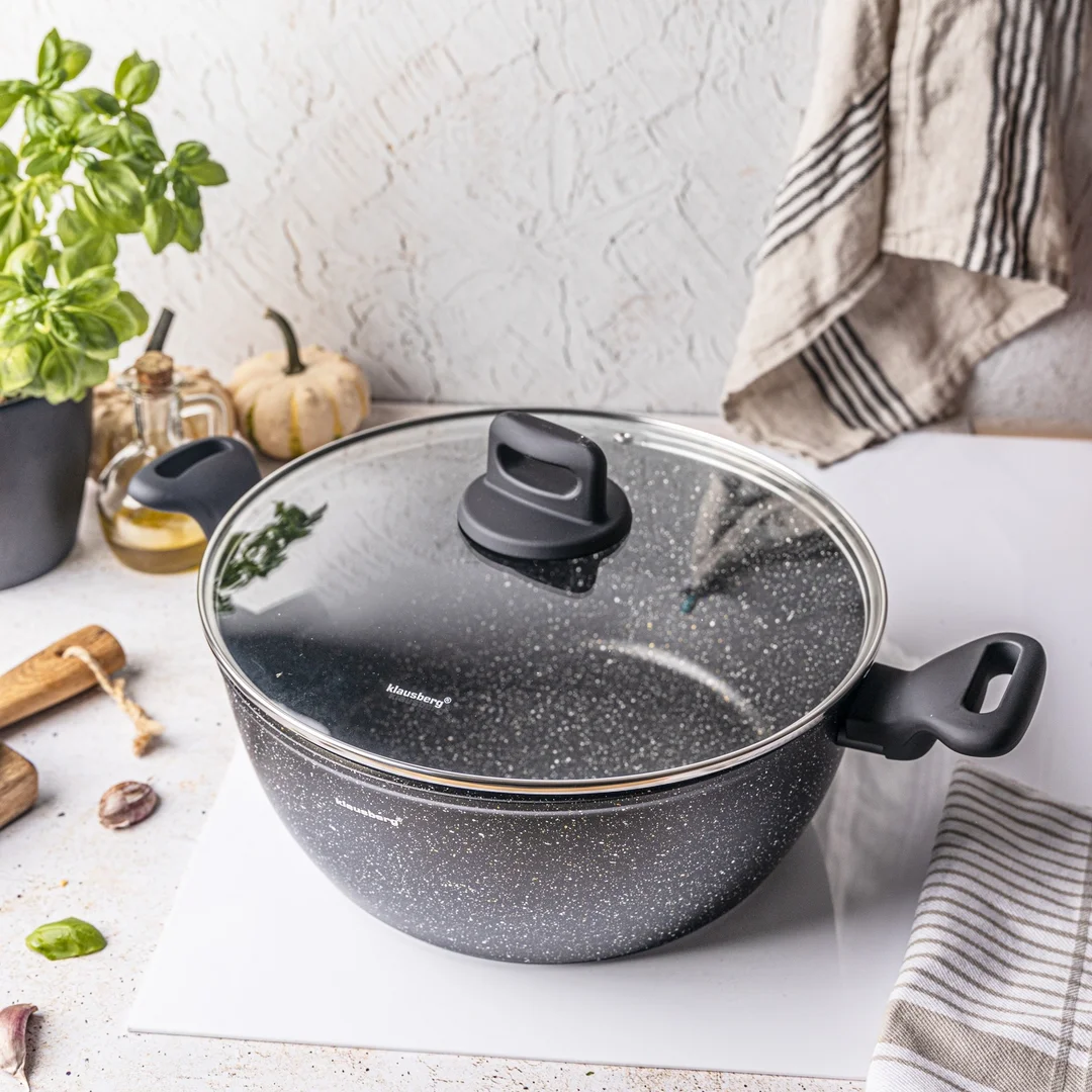 Garnek, kolor czarny-marmurek, Ø28cm, 5,71L Klausberg — zdjęcie 3