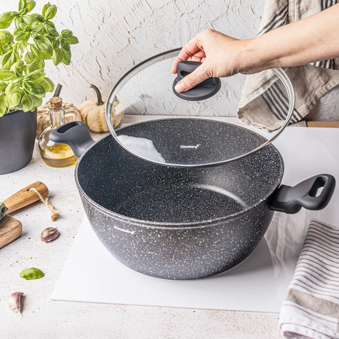 Garnek, kolor czarny-marmurek, Ø28cm, 5,71L Klausberg — zdjęcie 4