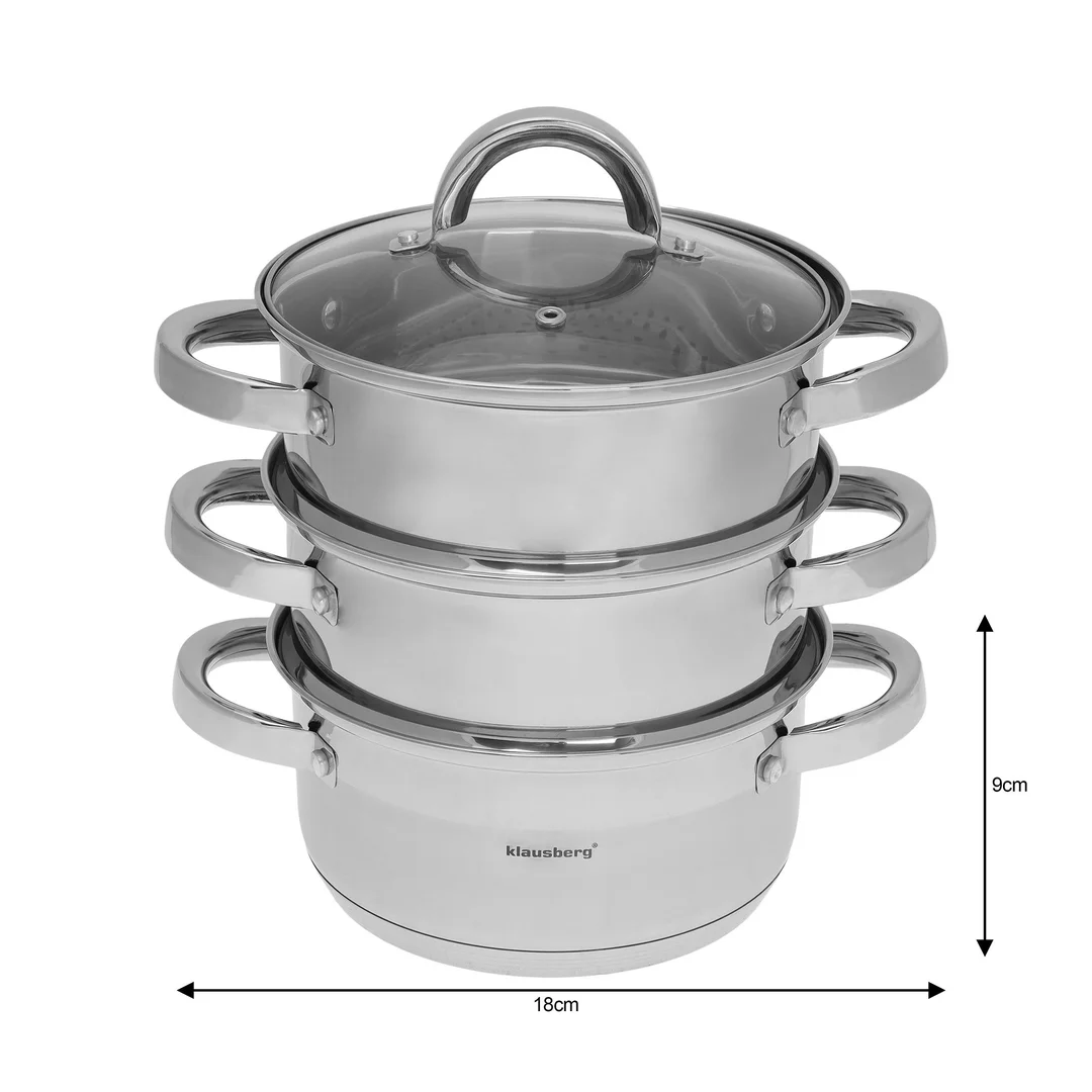 Garnek na parę stal, zestaw 4 elementy Ø18cm Klausberg — zdjęcie 3