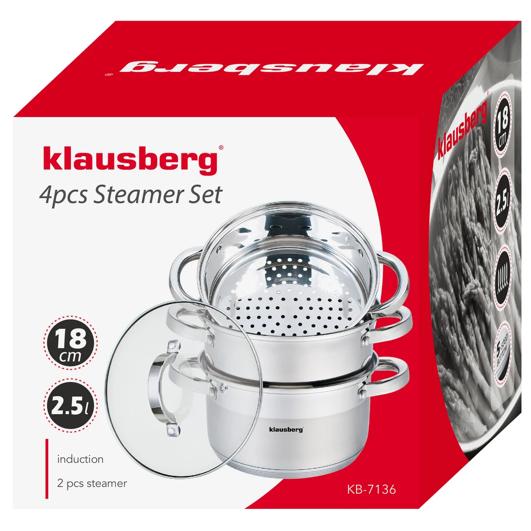 Garnek na parę stal, zestaw 4 elementy Ø18cm Klausberg — zdjęcie 5