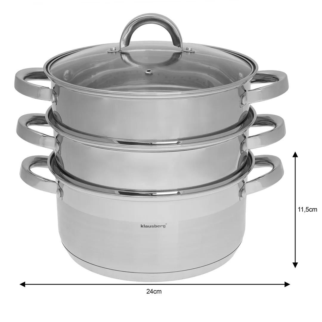 Garnek na parę stal, zestaw 4 elementy Ø24cm Klausberg — zdjęcie 3