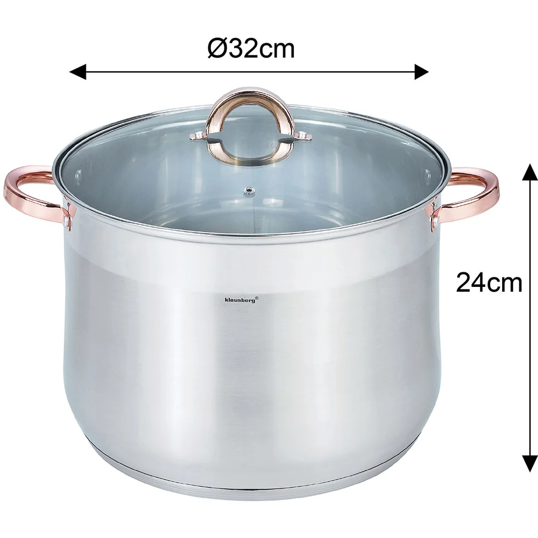 Garnek stalowy z pokrywą, 18.7L, Ø32cm, Klausberg, KB-7797 — zdjęcie 2