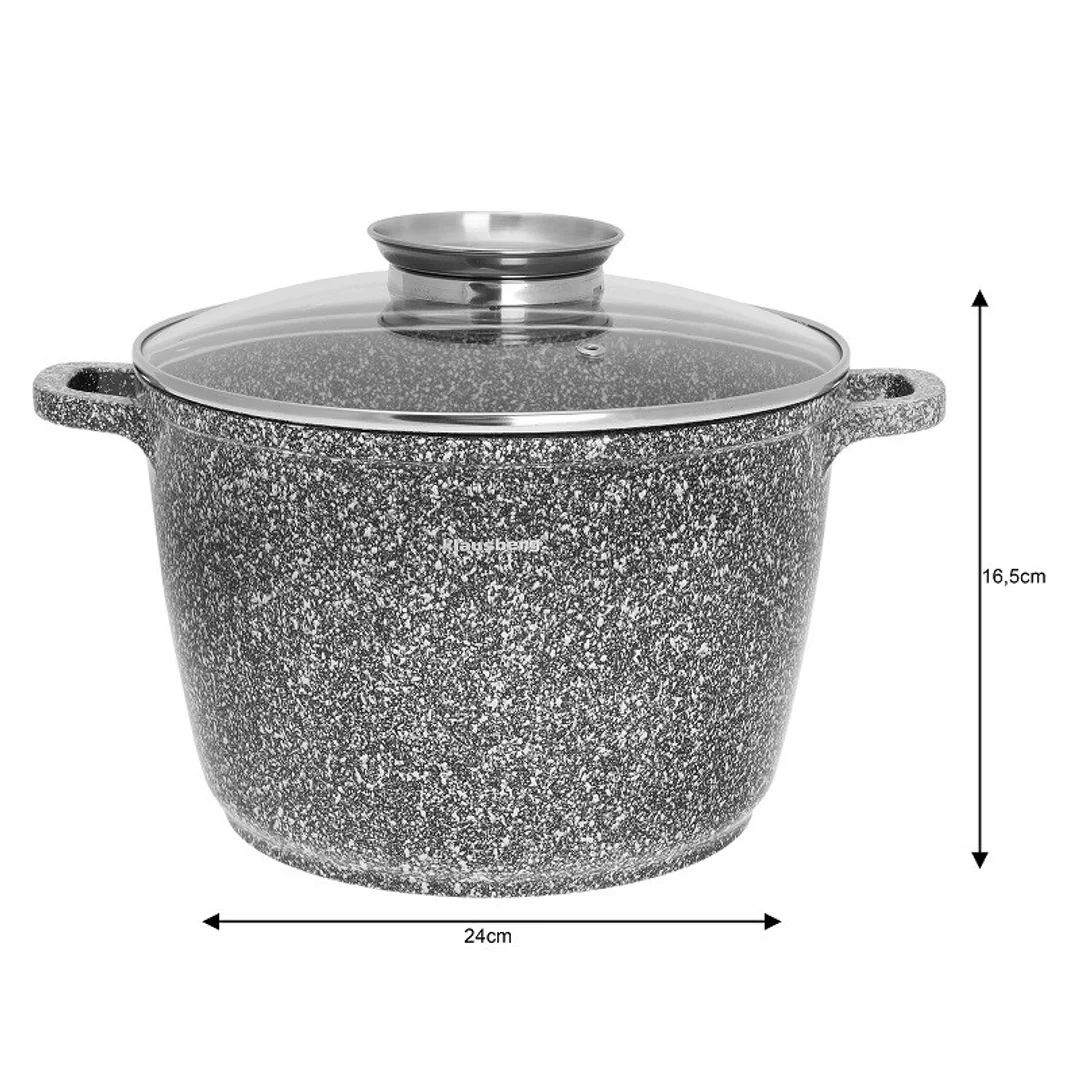 Garnek z pokrywą, aluminium szary marmurek Ø24cm 6,2l Klausberg — zdjęcie 3