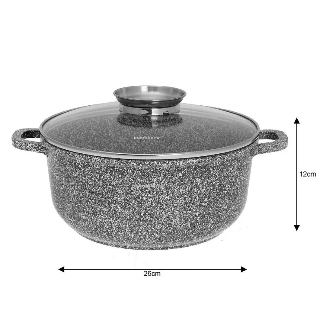 Garnek z pokrywką, aluminium szary marmurek Ø26cm 5,6l Klausberg — zdjęcie 4