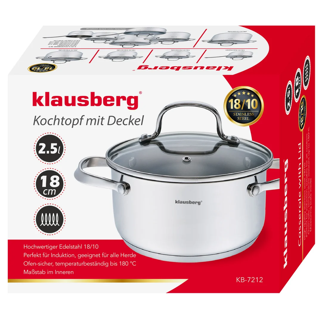 Garnek z pokrywką stal, Ø18cm 2,5l Klausberg — zdjęcie 4