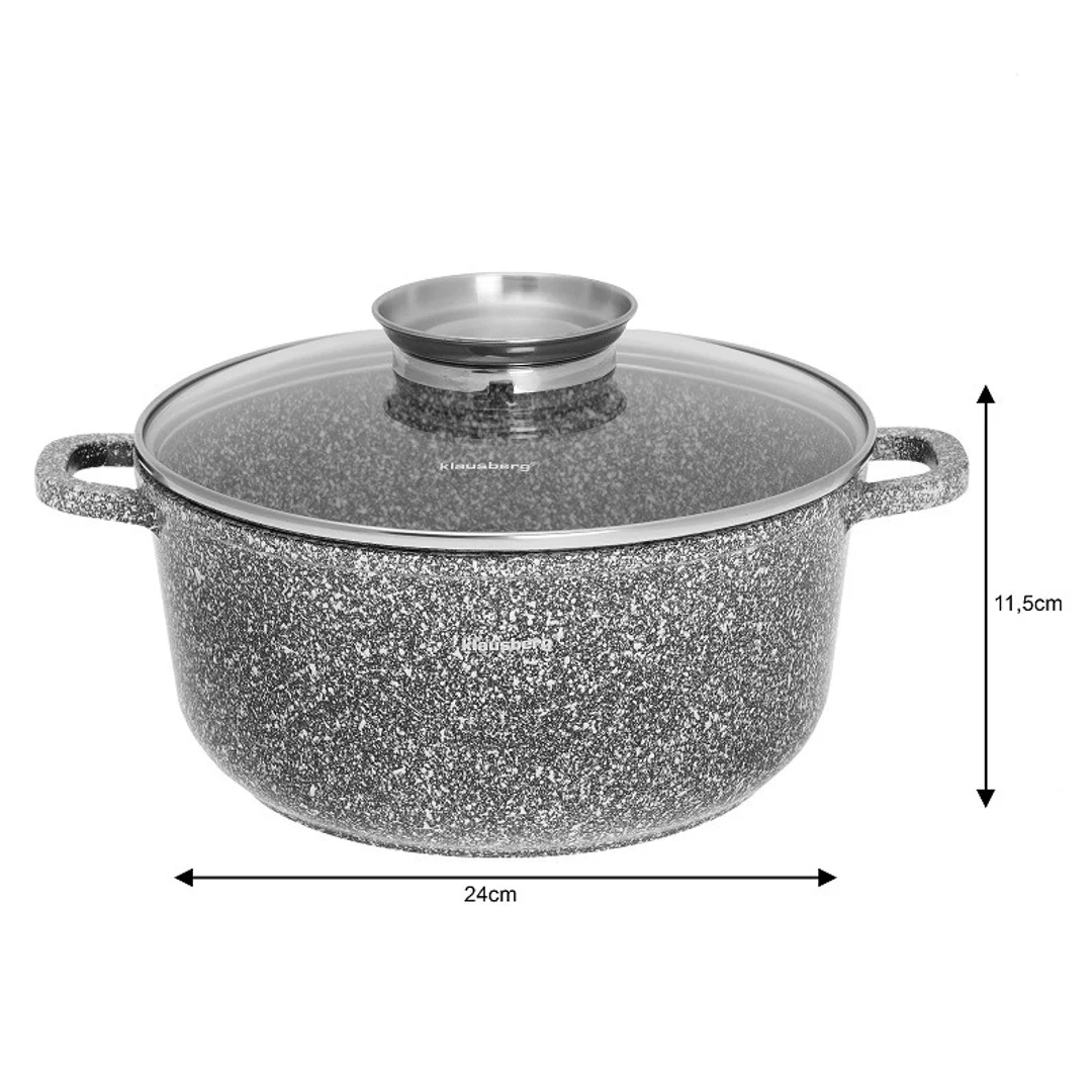 Garnek z pokrywką, stal szary marmurek Ø22cm 3,3l Klausberg — zdjęcie 6