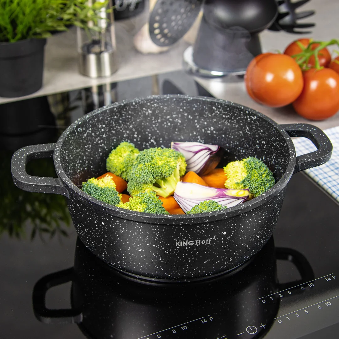 Garnek z powłoka marmurkową, Ø16cm 1,3l czarny Kinghoff — zdjęcie 2