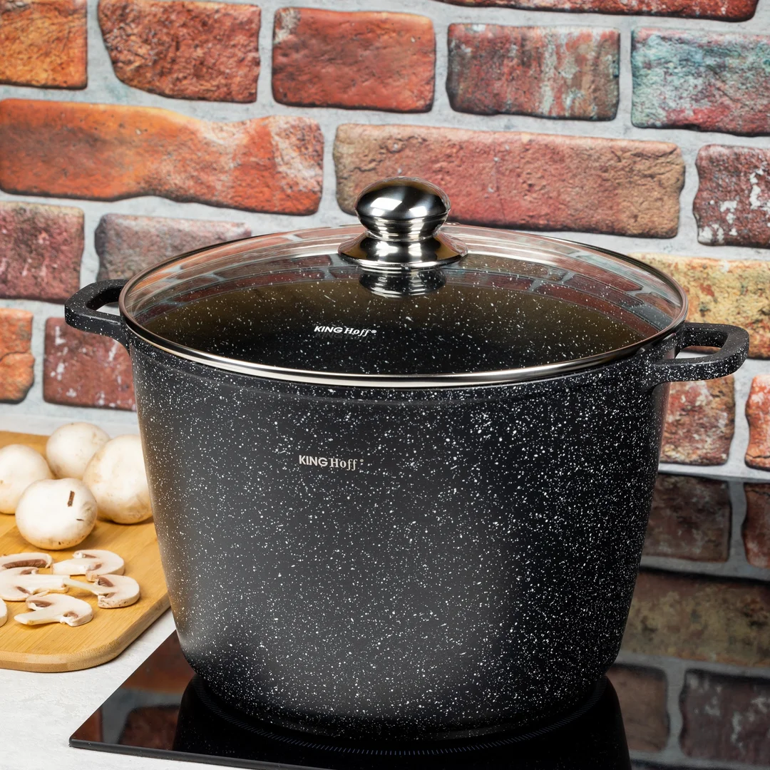 Garnek z powłoka marmurkową, Ø28cm 10l czarny Kinghoff — zdjęcie 2