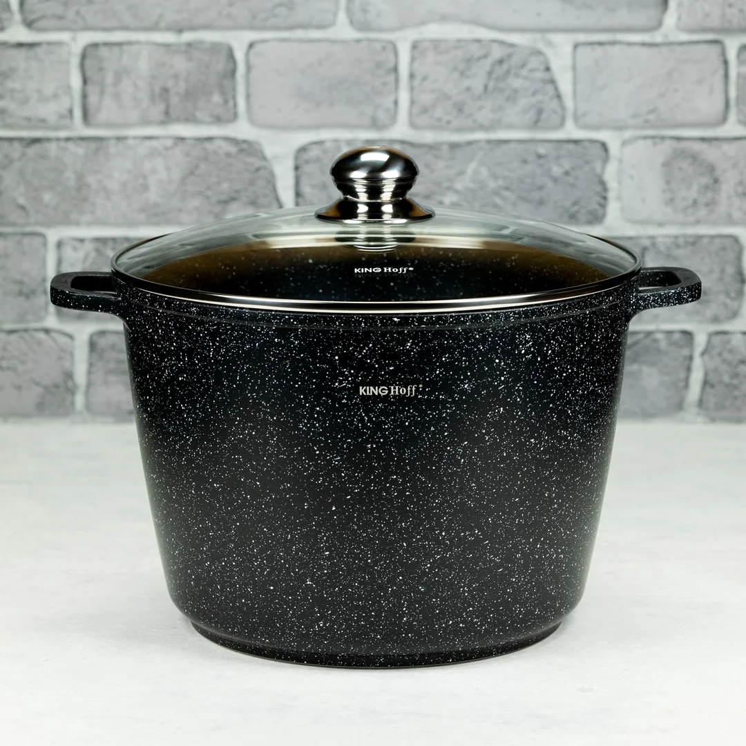 Garnek z powłoka marmurkową, Ø28cm 10l czarny Kinghoff — zdjęcie 3