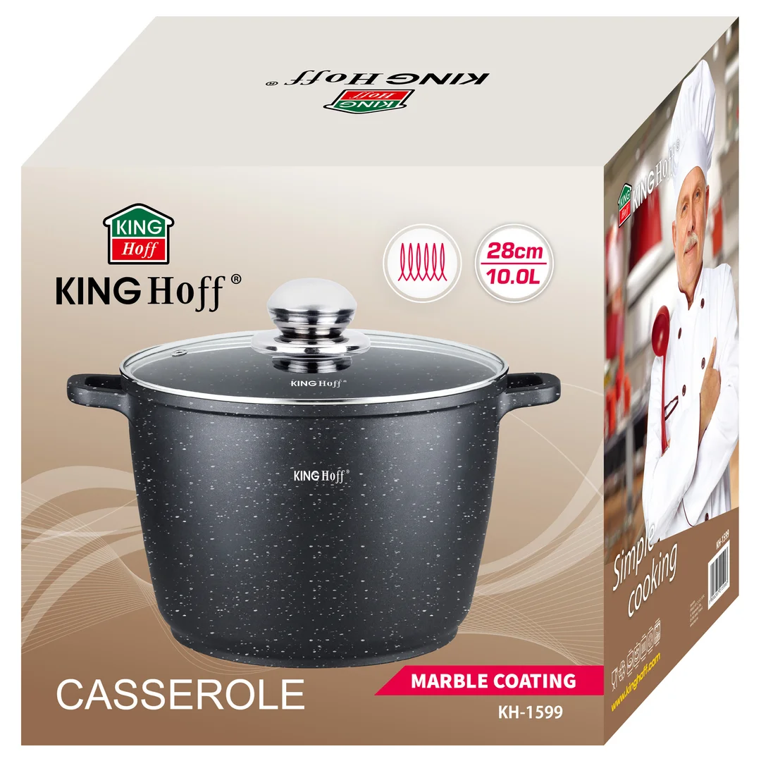 Garnek z powłoka marmurkową, Ø28cm 10l czarny Kinghoff — zdjęcie 6