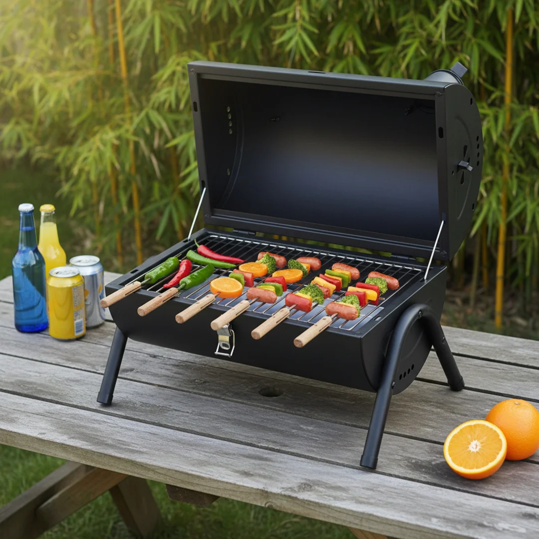 Grill ogrodowy, węglowy, przenośny, turystyczny, KINGHoff — zdjęcie 2