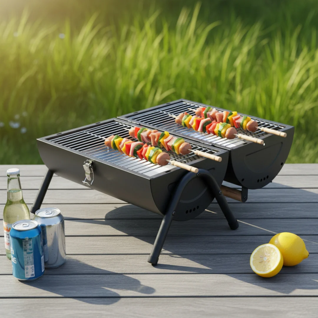 Grill ogrodowy, węglowy, przenośny, turystyczny, KINGHoff — zdjęcie 3