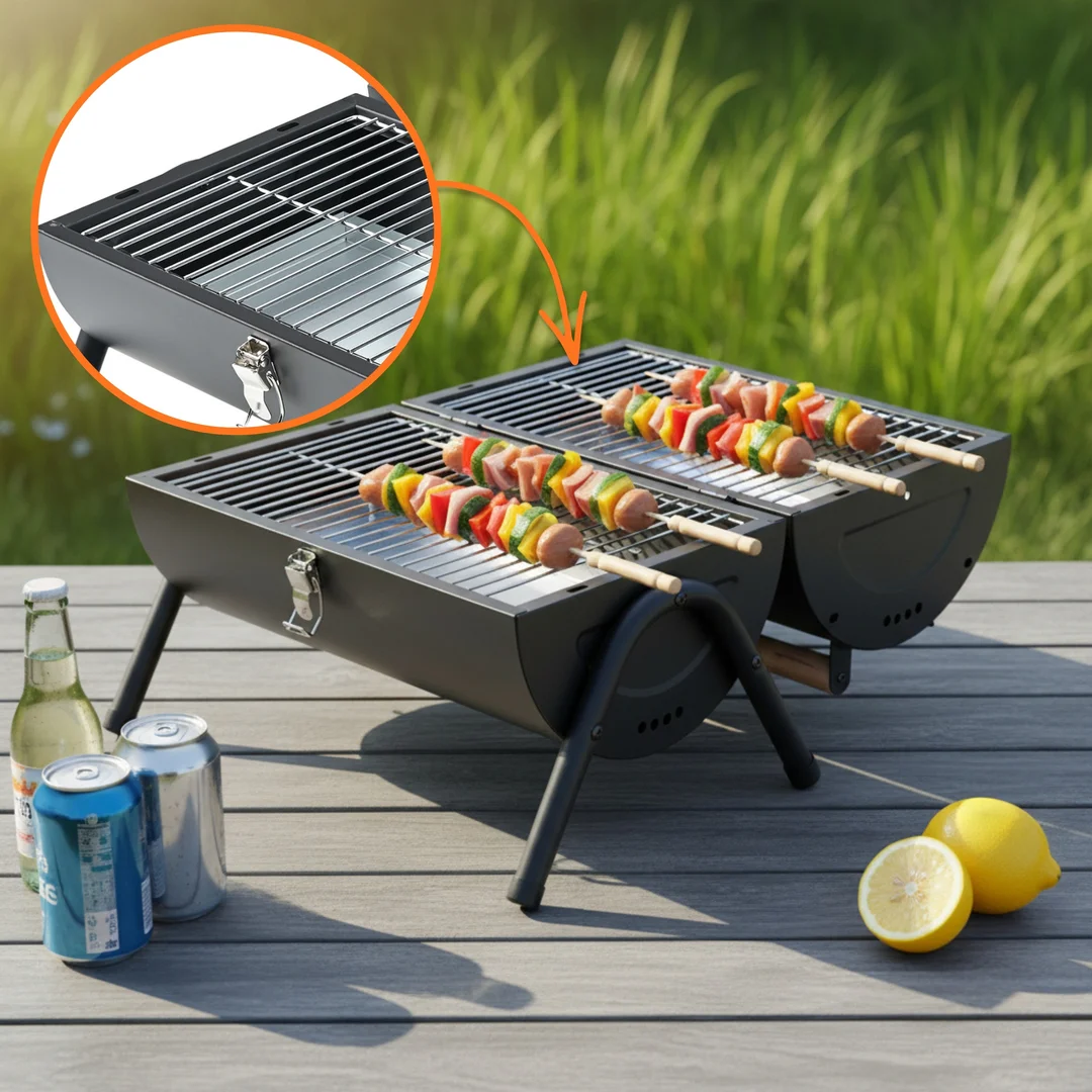 Grill ogrodowy, węglowy, przenośny, turystyczny, KINGHoff — zdjęcie 7