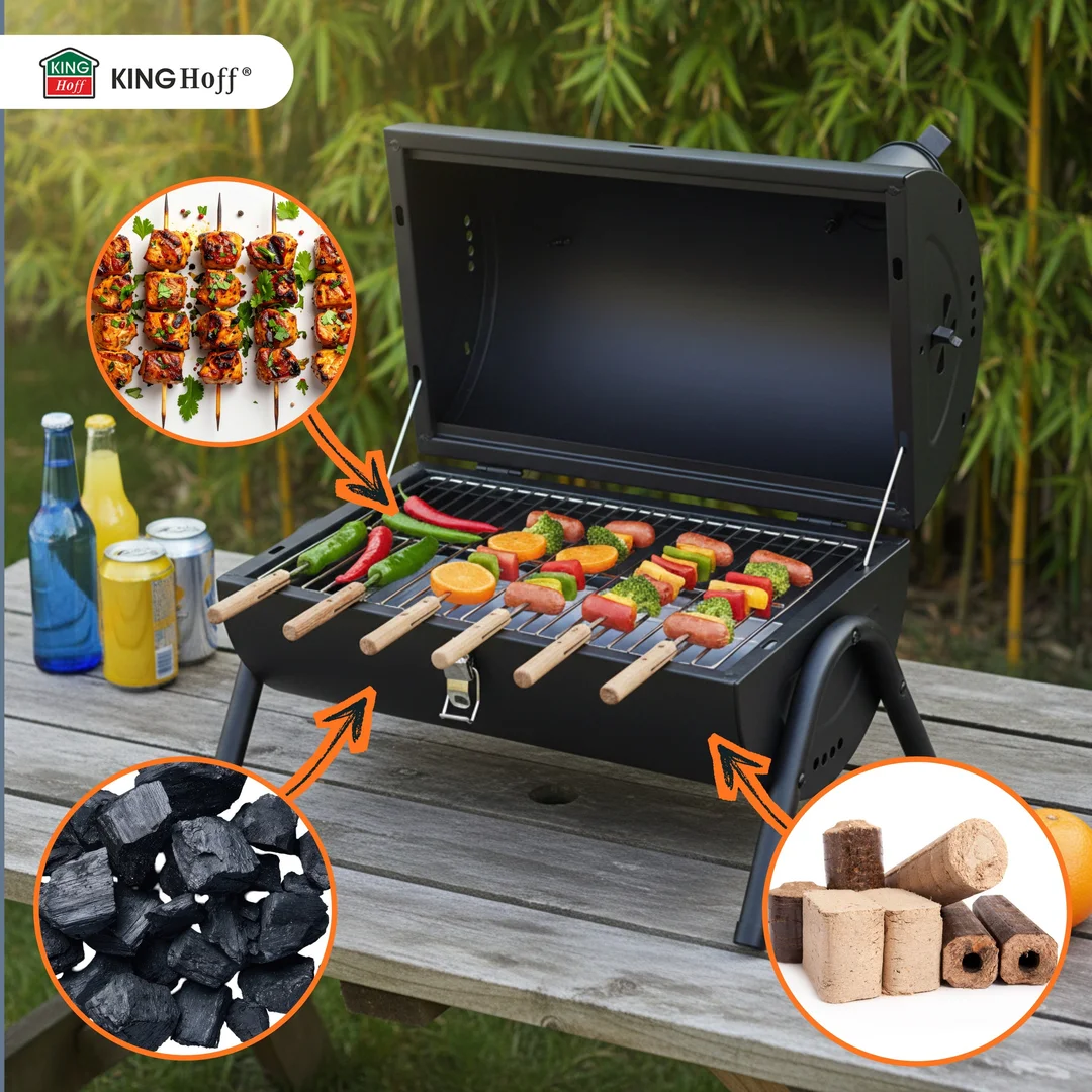 Grill ogrodowy, węglowy, przenośny, turystyczny, KINGHoff — zdjęcie 9