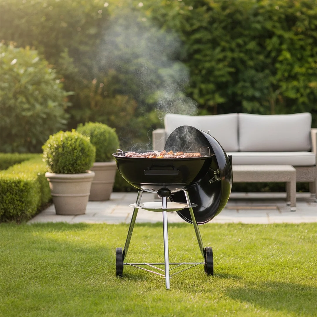 Grill węglowy ogrodowy, z pokrywą, na kółkach, KINGHOFF, KH-2033 — zdjęcie 2