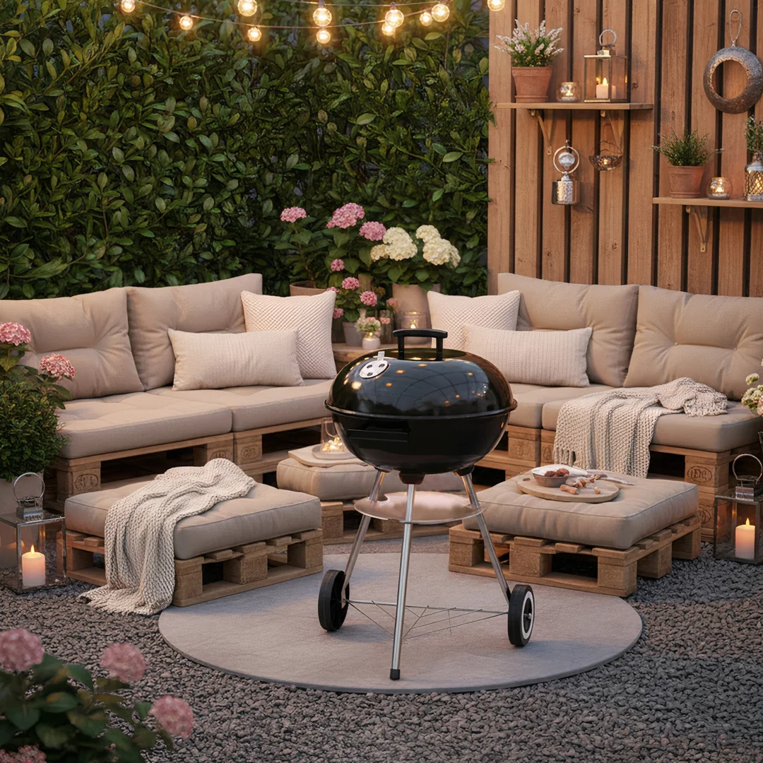 Grill węglowy ogrodowy, z pokrywą, na kółkach, KINGHOFF, KH-2033 — zdjęcie 14