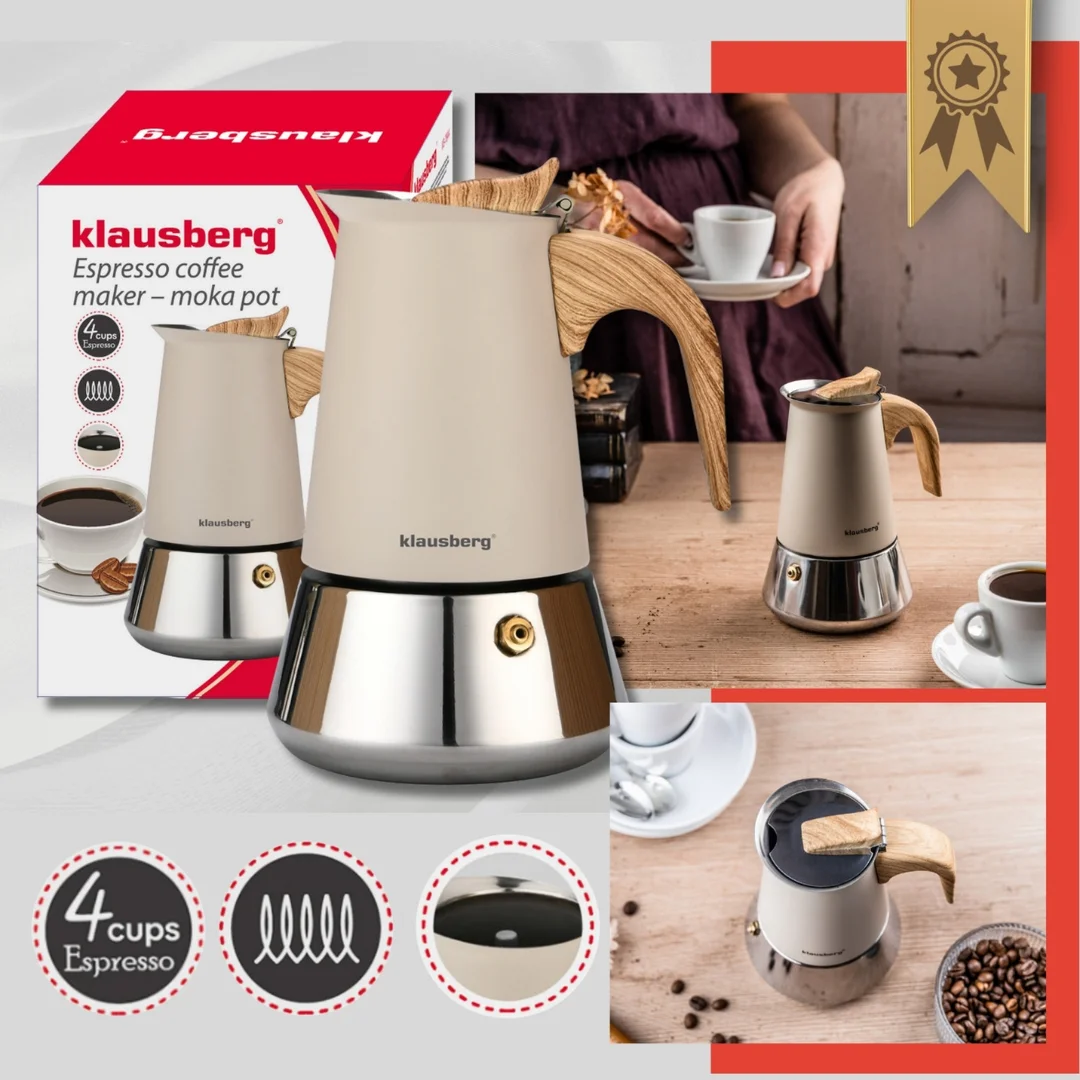 Kawiarka stalowa espresso, 200 ml, indukcja, Klausberg KB-7994 — zdjęcie 3