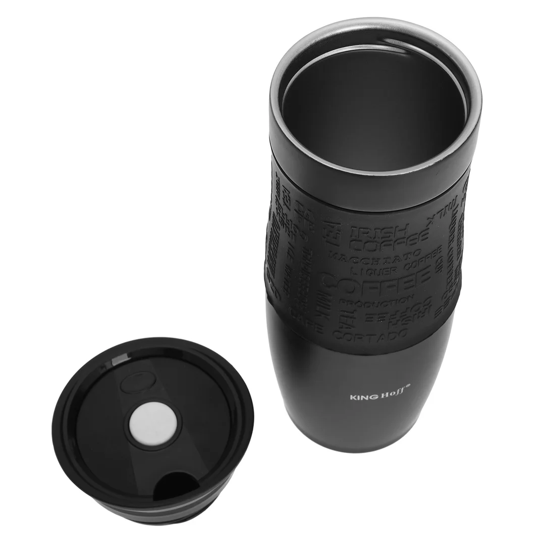 Kubek termiczny czarny 500ml Kinghoff — zdjęcie 4