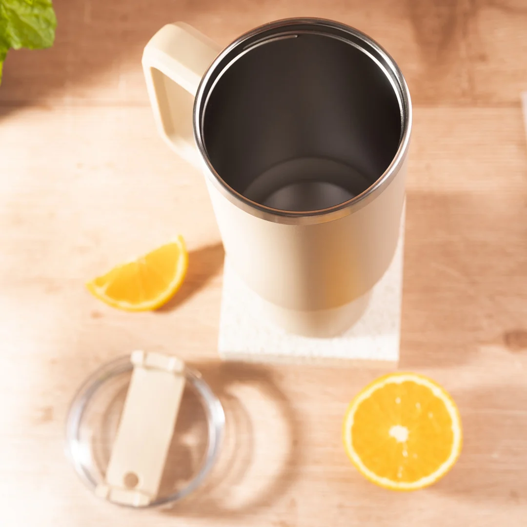 Kubek termiczny ze słomką, beżowy, 1100 ml, stal nierdzewna, Klausberg, KB-7944 — zdjęcie 13