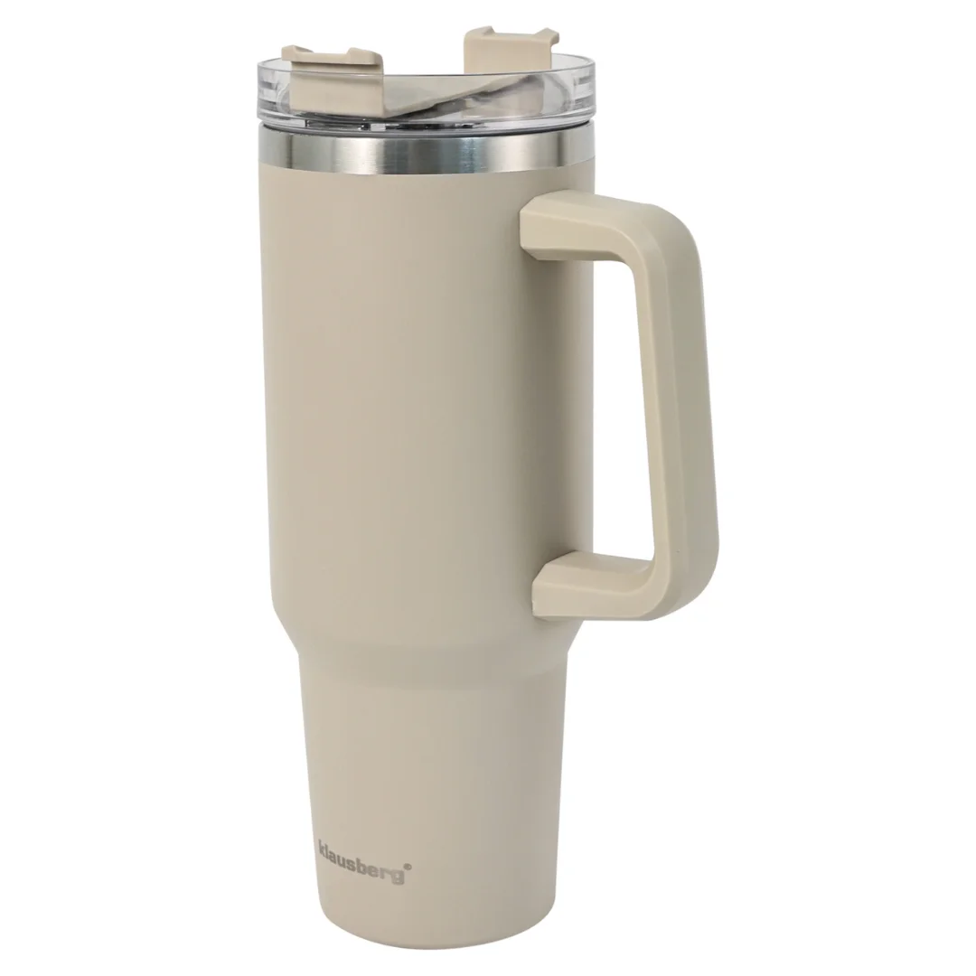 Kubek termiczny ze słomką, beżowy, 1100 ml, stal nierdzewna, Klausberg, KB-7944 — zdjęcie 10