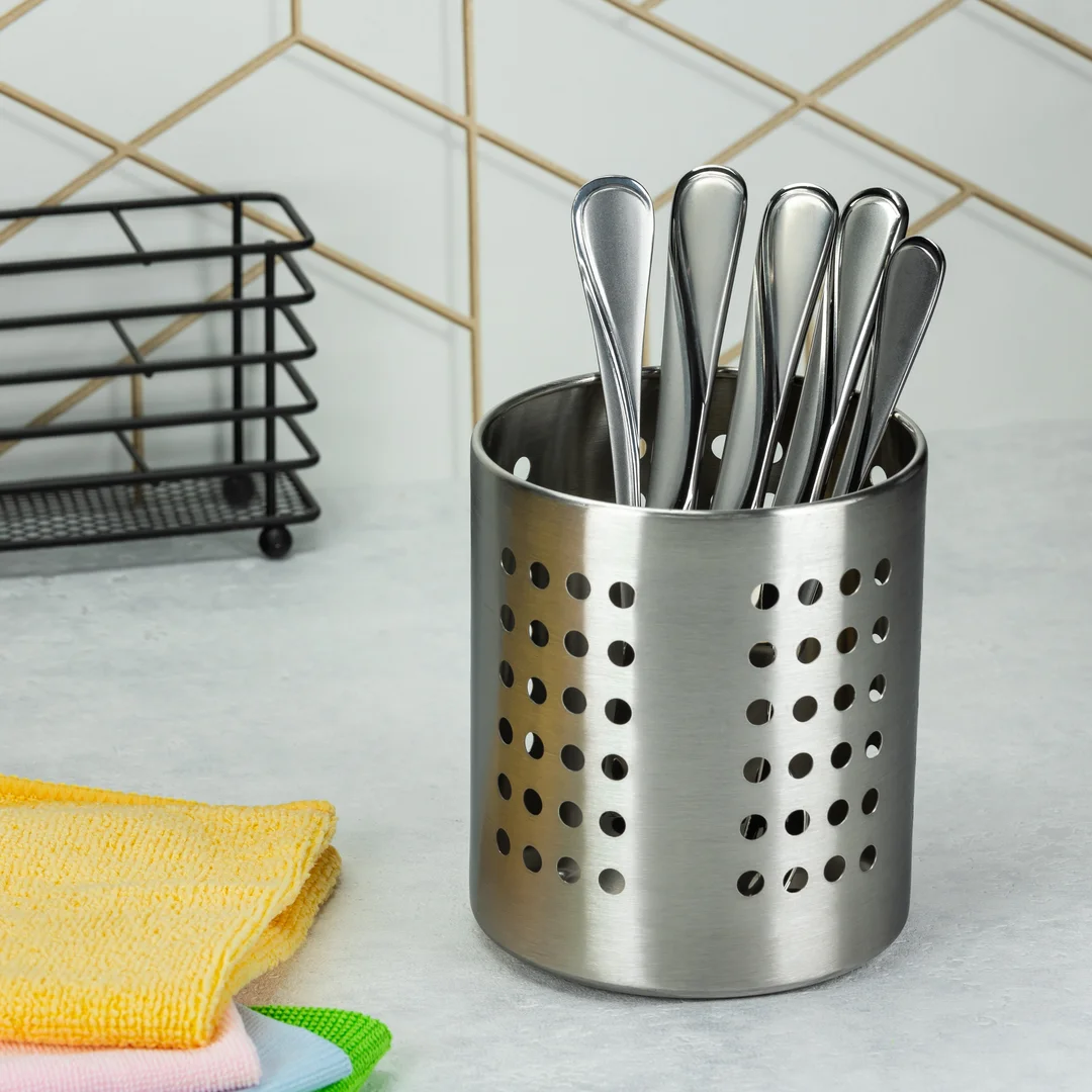 Ociekacz na sztućce, stal Ø10,5x13,5 cm Kinghoff — zdjęcie 2