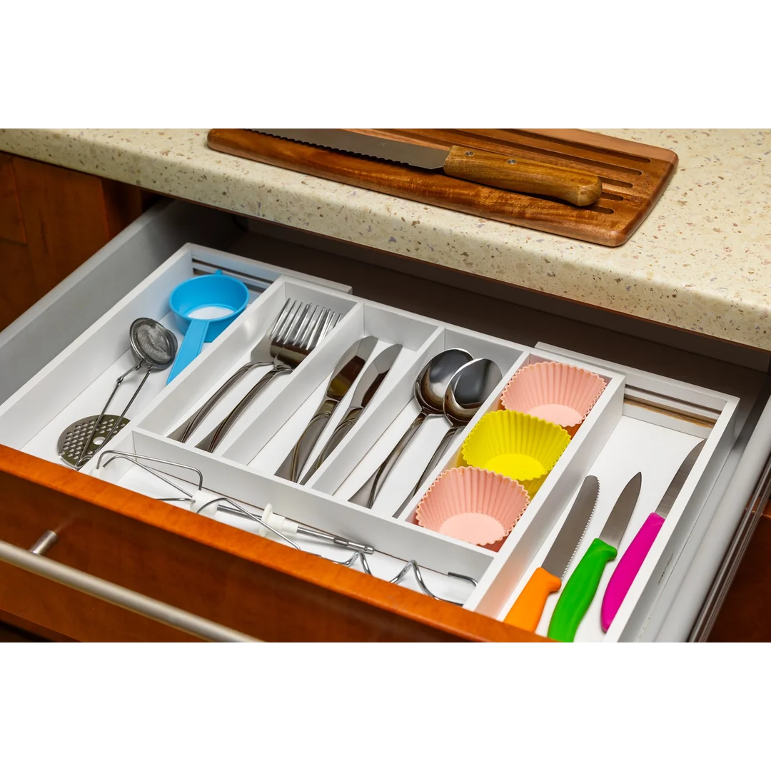 Organizer bambusowy do szuflady, biały, 52x31,5x5 KINGHoff — zdjęcie 2