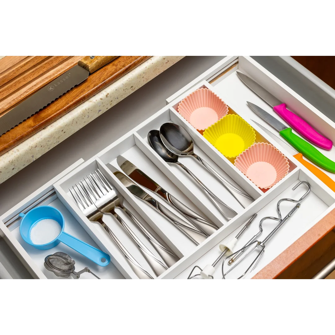 Organizer bambusowy do szuflady, biały, 52x31,5x5 KINGHoff — zdjęcie 3