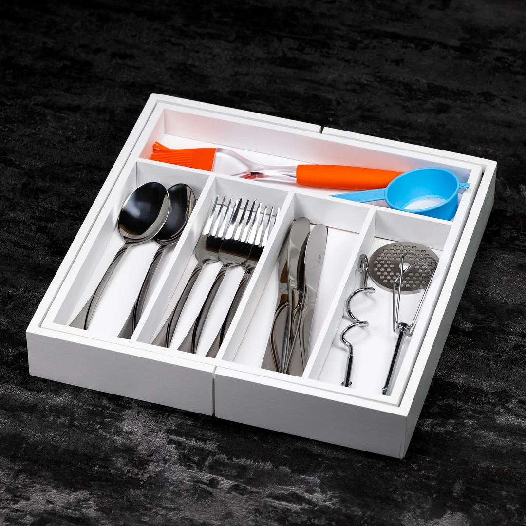 Organizer bambusowy do szuflady, biały, 52x31,5x5 KINGHoff — zdjęcie 6