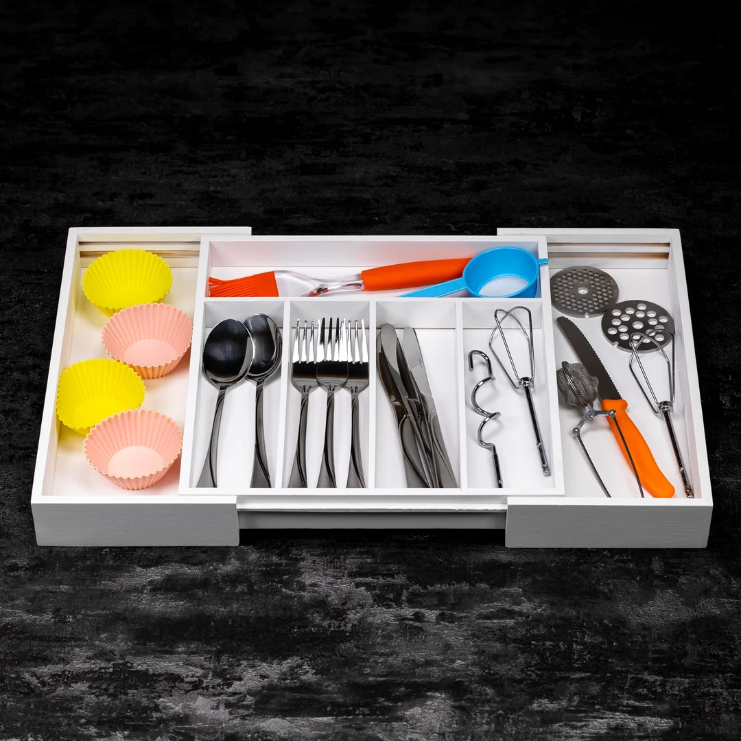 Organizer bambusowy do szuflady, biały, 52x31,5x5 KINGHoff — zdjęcie 7