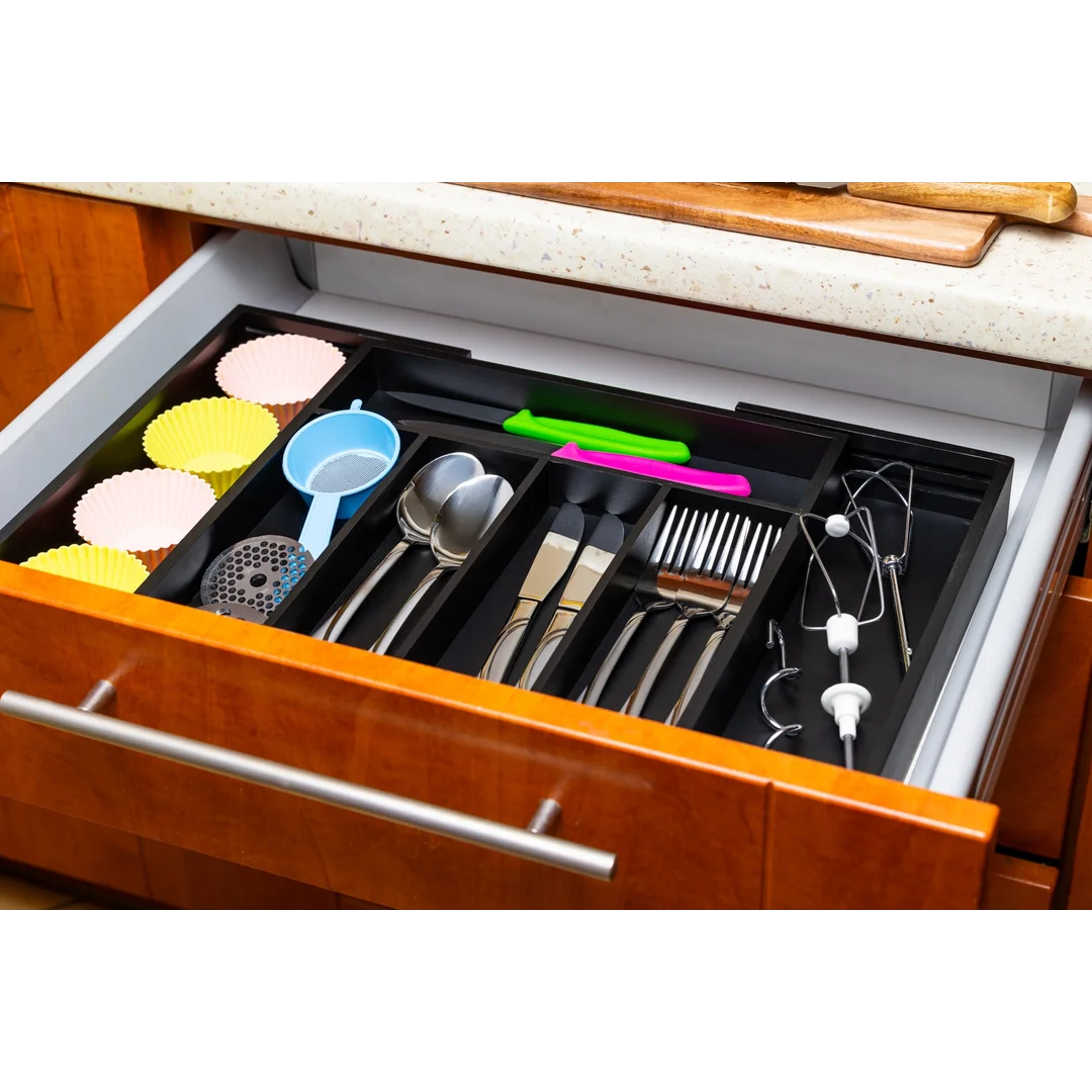 Organizer bambusowy do szuflady, czarny, 52x31,5x5 KINGHoff — zdjęcie 2