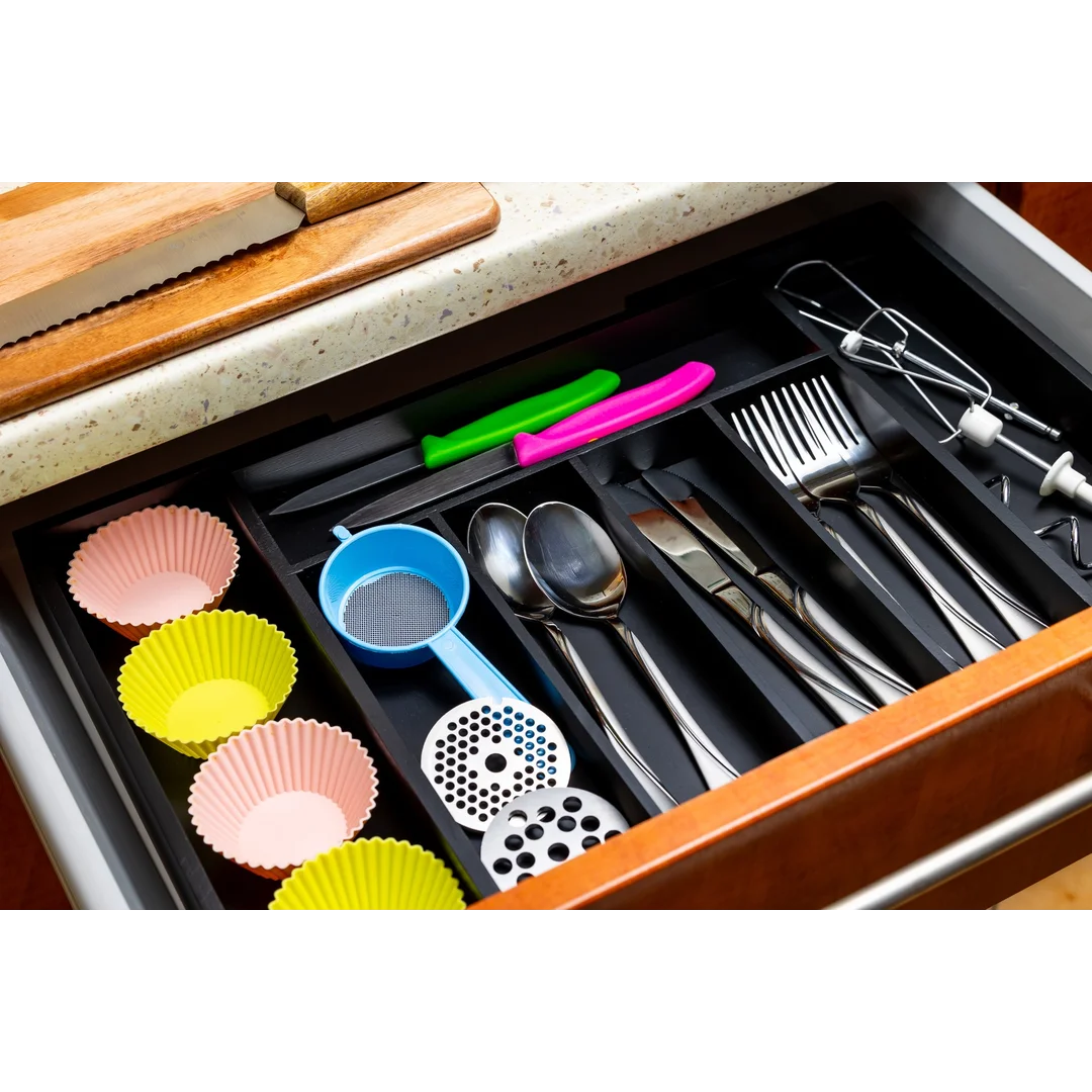 Organizer bambusowy do szuflady, czarny, 52x31,5x5 KINGHoff — zdjęcie 3